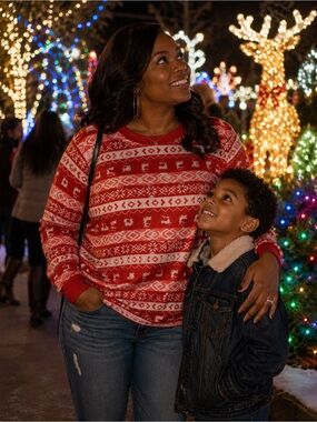 WOMEN'S RED FAIR ISLE LONG SLEEVE TOP